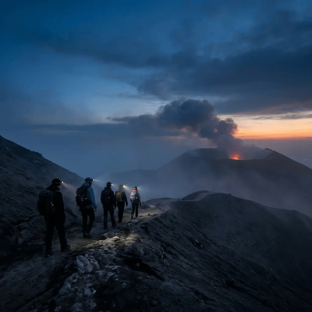 Our guides exploring Stromboli
