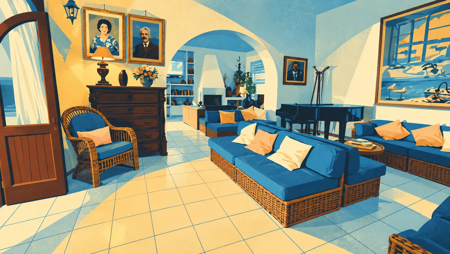 Illustration — Lounge mit blauen Sofas — La Sirenetta Park Hotel
